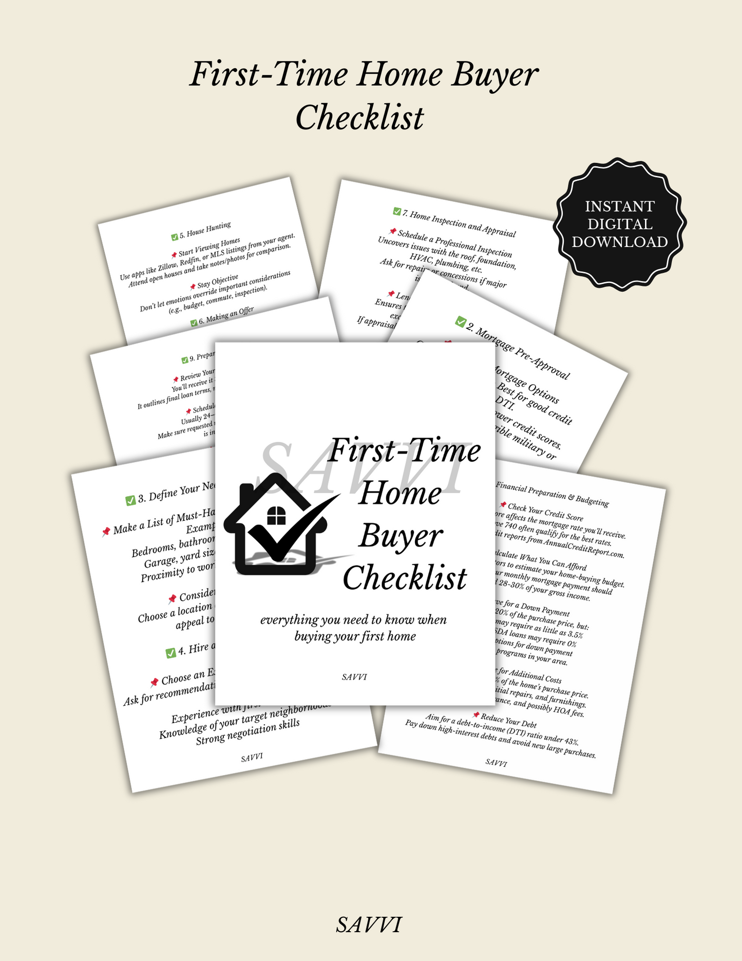 First-Time Home Buyer Checklist (Digital Download)