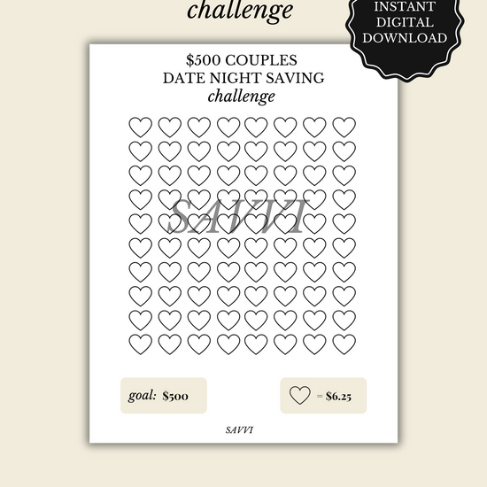 $500 Couples Date Night Saving Challenge | Printable Instant PDF Download