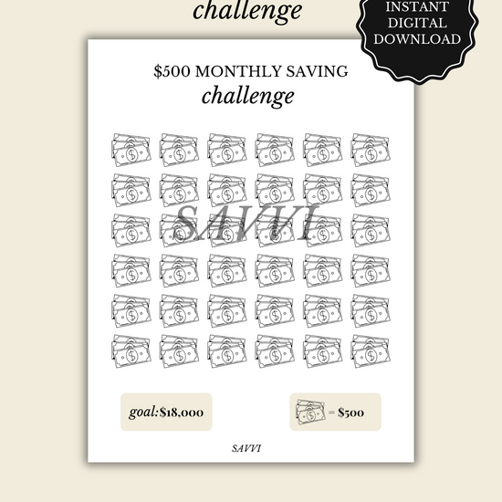 $500 Savings Challenge Tracker – Printable Download Format: PDF | Instant Download | US Letter Size